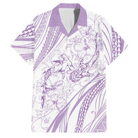 Sharks Couple Dreamy Polynesians Floral Sea Family Matching Short Sleeve Bodycon Dress and Hawaiian Shirt Lilac - Polynesian Pride