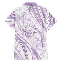 Sharks Couple Dreamy Polynesians Floral Sea Family Matching Short Sleeve Bodycon Dress and Hawaiian Shirt Lilac - Polynesian Pride