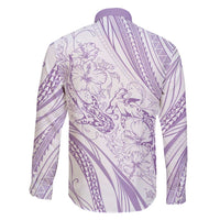 Sharks Couple Dreamy Polynesians Floral Sea Family Matching Short Sleeve Bodycon Dress and Hawaiian Shirt Lilac - Polynesian Pride