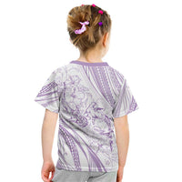 Sharks Couple Dreamy Polynesians Floral Sea Kid T Shirt Lilac - Polynesian Pride