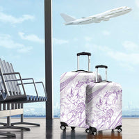 Sharks Couple Dreamy Polynesians Floral Sea Luggage Cover Lilac - Polynesian Pride