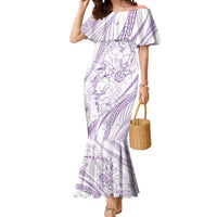 Sharks Couple Dreamy Polynesians Floral Sea Mermaid Dress Lilac - Polynesian Pride