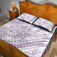 Sharks Couple Dreamy Polynesians Floral Sea Quilt Bed Set Lilac - Polynesian Pride