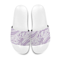 Sharks Couple Dreamy Polynesians Floral Sea Slide Sandals Lilac - Polynesian Pride