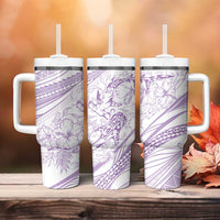 Sharks Couple Dreamy Polynesians Floral Sea Tumbler With Handle Lilac - Polynesian Pride
