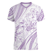 Sharks Couple Dreamy Polynesians Floral Sea Women V-Neck T-Shirt Lilac - Polynesian Pride