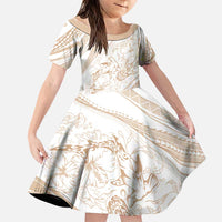Sharks Couple Dreamy Polynesians Floral Sea Family Matching Off The Shoulder Long Sleeve Dress and Hawaiian Shirt Hazel LT7 Daughter's Dress Hazel - Polynesian Pride