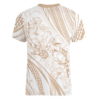 Sharks Couple Dreamy Polynesians Floral Sea Women V-Neck T-Shirt Hazel - Polynesian Pride