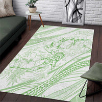 Sharks Couple Dreamy Polynesians Floral Sea Area Rug Emerald - Polynesian Pride