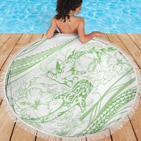 Sharks Couple Dreamy Polynesians Floral Sea Beach Blanket Emerald - Polynesian Pride