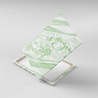 Sharks Couple Dreamy Polynesians Floral Sea Canvas Wall Art Emerald - Polynesian Pride