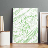 Sharks Couple Dreamy Polynesians Floral Sea Canvas Wall Art Emerald - Polynesian Pride