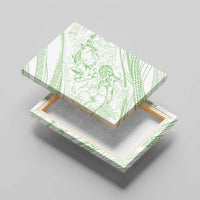 Sharks Couple Dreamy Polynesians Floral Sea Canvas Wall Art Emerald - Polynesian Pride