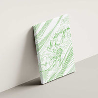 Sharks Couple Dreamy Polynesians Floral Sea Canvas Wall Art Emerald - Polynesian Pride