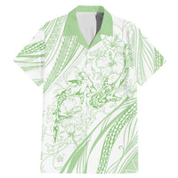 Sharks Couple Dreamy Polynesians Floral Sea Family Matching Mermaid Dress and Hawaiian Shirt Emerald - Polynesian Pride