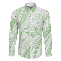 Sharks Couple Dreamy Polynesians Floral Sea Family Matching Mermaid Dress and Hawaiian Shirt Emerald LT7 Dad's Shirt - Long Sleeve Emerald - Polynesian Pride