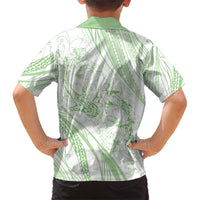 Sharks Couple Dreamy Polynesians Floral Sea Family Matching Short Sleeve Bodycon Dress and Hawaiian Shirt Emerald - Polynesian Pride