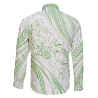 Sharks Couple Dreamy Polynesians Floral Sea Family Matching Short Sleeve Bodycon Dress and Hawaiian Shirt Emerald - Polynesian Pride