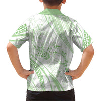 Sharks Couple Dreamy Polynesians Floral Sea Family Matching Summer Maxi Dress and Hawaiian Shirt Emerald - Polynesian Pride