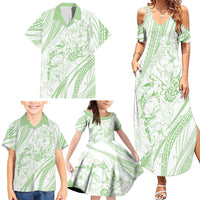 Sharks Couple Dreamy Polynesians Floral Sea Family Matching Summer Maxi Dress and Hawaiian Shirt Emerald - Polynesian Pride