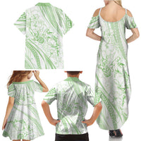 Sharks Couple Dreamy Polynesians Floral Sea Family Matching Summer Maxi Dress and Hawaiian Shirt Emerald - Polynesian Pride
