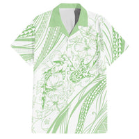 Sharks Couple Dreamy Polynesians Floral Sea Family Matching Summer Maxi Dress and Hawaiian Shirt Emerald - Polynesian Pride