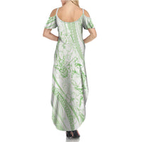 Sharks Couple Dreamy Polynesians Floral Sea Family Matching Summer Maxi Dress and Hawaiian Shirt Emerald - Polynesian Pride