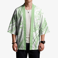 Sharks Couple Dreamy Polynesians Floral Sea Kimono Emerald - Polynesian Pride