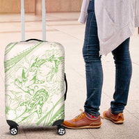 Sharks Couple Dreamy Polynesians Floral Sea Luggage Cover Emerald - Polynesian Pride