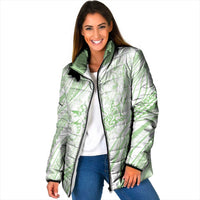 Sharks Couple Dreamy Polynesians Floral Sea Padded Jacket Emerald - Polynesian Pride