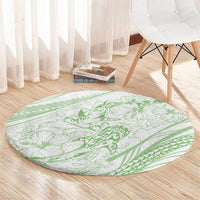 Sharks Couple Dreamy Polynesians Floral Sea Round Carpet Emerald - Polynesian Pride