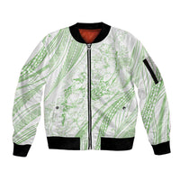 Sharks Couple Dreamy Polynesians Floral Sea Sleeve Zip Bomber Jacket Emerald LT7 Unisex Emerald - Polynesian Pride