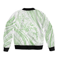 Sharks Couple Dreamy Polynesians Floral Sea Sleeve Zip Bomber Jacket Emerald LT7 - Polynesian Pride