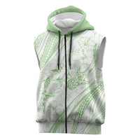 Sharks Couple Dreamy Polynesians Floral Sea Sleeveless Zip Hoodie Emerald LT7 Emerald - Polynesian Pride