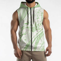Sharks Couple Dreamy Polynesians Floral Sea Sleeveless Zip Hoodie Emerald LT7 - Polynesian Pride