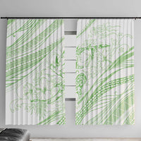 Sharks Couple Dreamy Polynesians Floral Sea Window Curtain Emerald LT7 With Hooks Emerald - Polynesian Pride