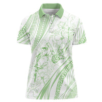 Sharks Couple Dreamy Polynesians Floral Sea Women Polo Shirt Emerald - Polynesian Pride