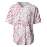 Sharks Couple Dreamy Polynesians Floral Sea Baseball Jersey Pink - Polynesian Pride