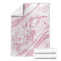 Sharks Couple Dreamy Polynesians Floral Sea Blanket Pink - Polynesian Pride