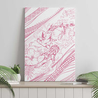 Sharks Couple Dreamy Polynesians Floral Sea Canvas Wall Art Pink - Polynesian Pride