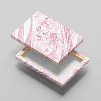 Sharks Couple Dreamy Polynesians Floral Sea Canvas Wall Art Pink - Polynesian Pride