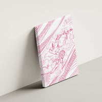 Sharks Couple Dreamy Polynesians Floral Sea Canvas Wall Art Pink - Polynesian Pride