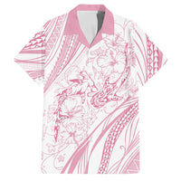 Sharks Couple Dreamy Polynesians Floral Sea Family Matching Off Shoulder Maxi Dress and Hawaiian Shirt Pink LT7 Dad's Shirt - Short Sleeve Pink - Polynesian Pride