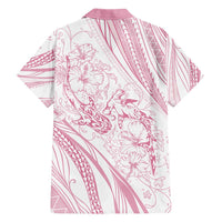 Sharks Couple Dreamy Polynesians Floral Sea Family Matching Off Shoulder Maxi Dress and Hawaiian Shirt Pink - Polynesian Pride