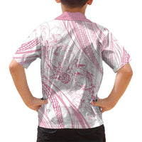 Sharks Couple Dreamy Polynesians Floral Sea Family Matching Off Shoulder Short Dress and Hawaiian Shirt Pink - Polynesian Pride