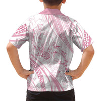Sharks Couple Dreamy Polynesians Floral Sea Family Matching Short Sleeve Bodycon Dress and Hawaiian Shirt Pink - Polynesian Pride