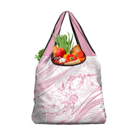 Sharks Couple Dreamy Polynesians Floral Sea Grocery Bag Pink - Polynesian Pride