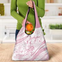 Sharks Couple Dreamy Polynesians Floral Sea Grocery Bag Pink - Polynesian Pride