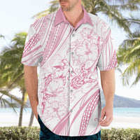 Sharks Couple Dreamy Polynesians Floral Sea Hawaiian Shirt Pink - Polynesian Pride