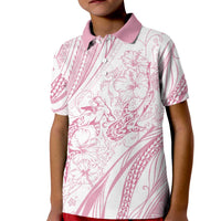 Sharks Couple Dreamy Polynesians Floral Sea Kid Polo Shirt Pink - Polynesian Pride